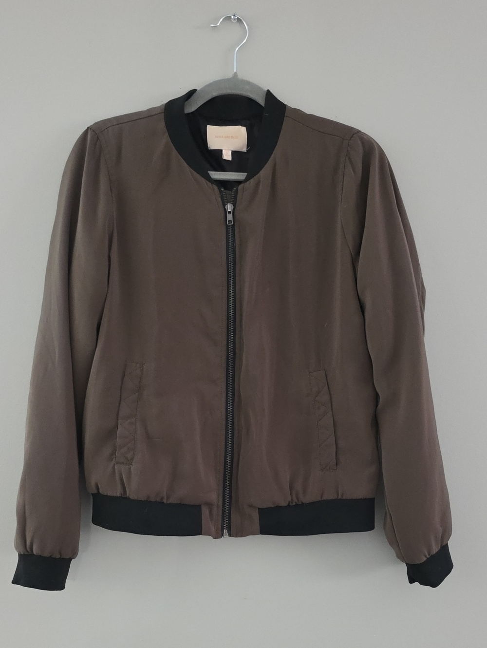 Skies Are Blue Olive Bomber Jacket with Black Trim